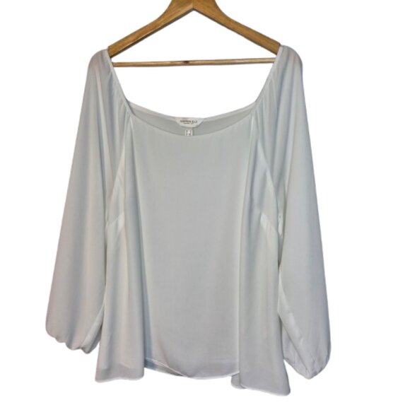 Addition Elle Off White Chiffon Blouse Size 2X - Picture 1 of 8